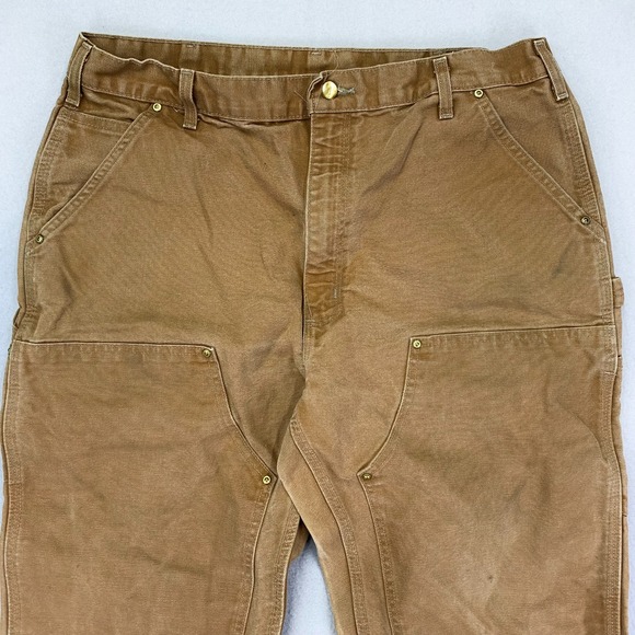 Vintage Carhartt Double Knee Pants B136-BRN Mens 38x34 Duck Canvas Utility Heavy - Picture 2 of 12